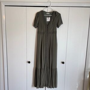 In Bloom Deep Olive Maxi Dress